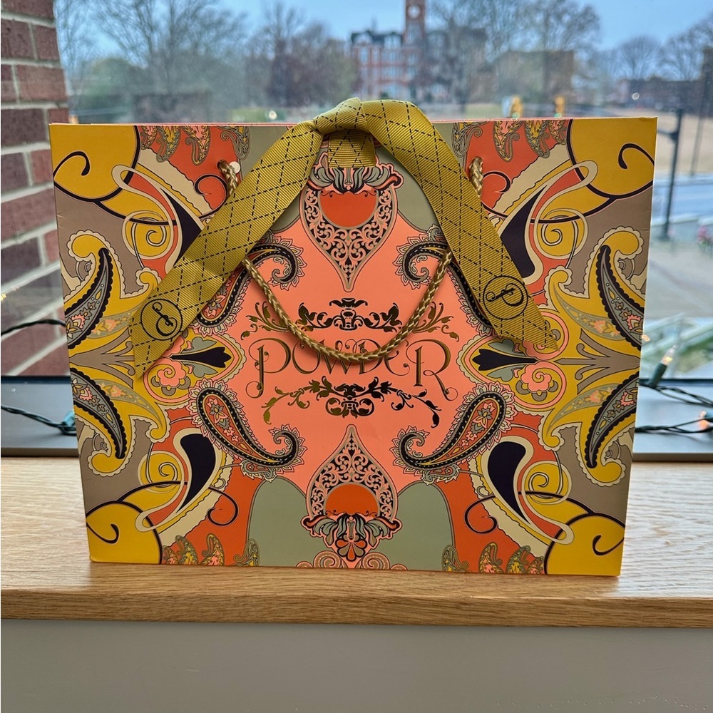 Colorful Patterned Gift Bag with Ribbon